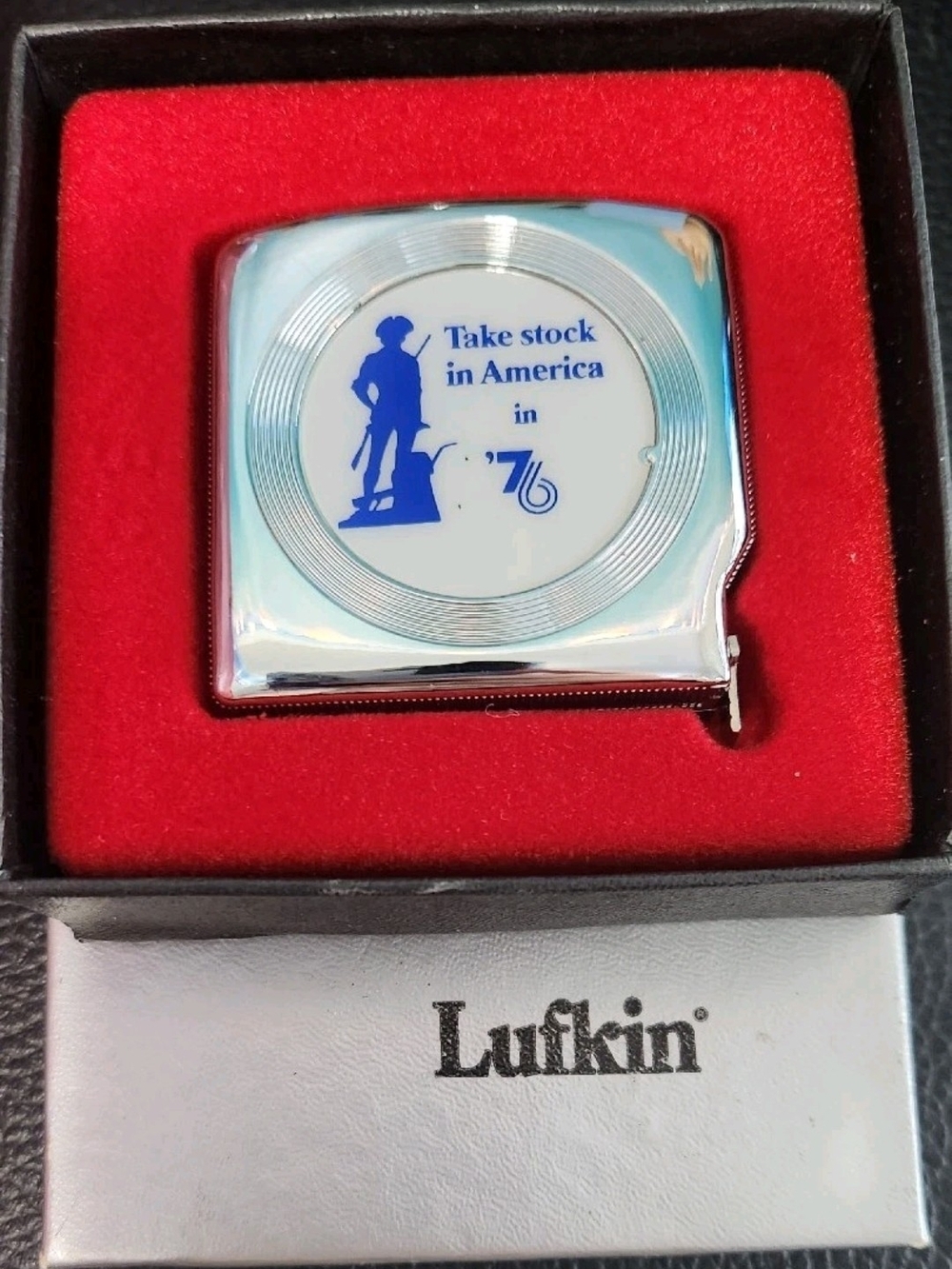 LUFKIN Silver Tape Measure with Blue Logo - 'Take Stock in America' Comes In Box